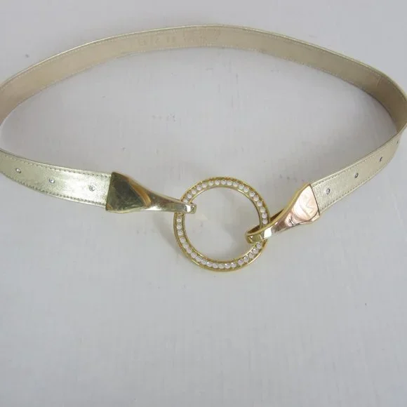 Vintage XL Women\'s Belt Simon Italy Gold Studded Leather Bougie il_fullxfull.6189354217_k4pr.jpg main image 2